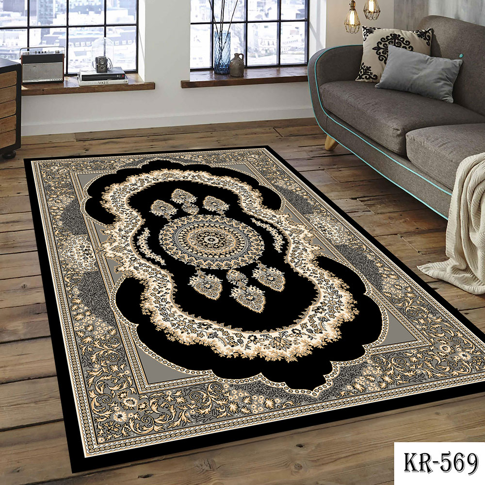 روفرشی کشدار طرح فرش مشکی KR-569