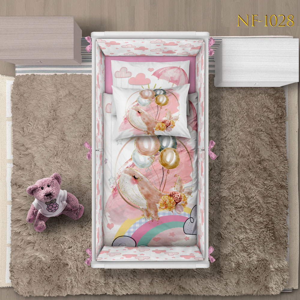 روتختی نوزادی طرح نهنگ صورتی NF-1028