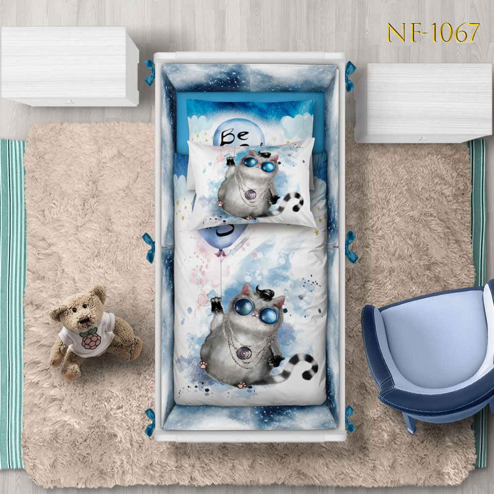 روتختی نوزادی طرح گربه خوشتیپ NF-1067