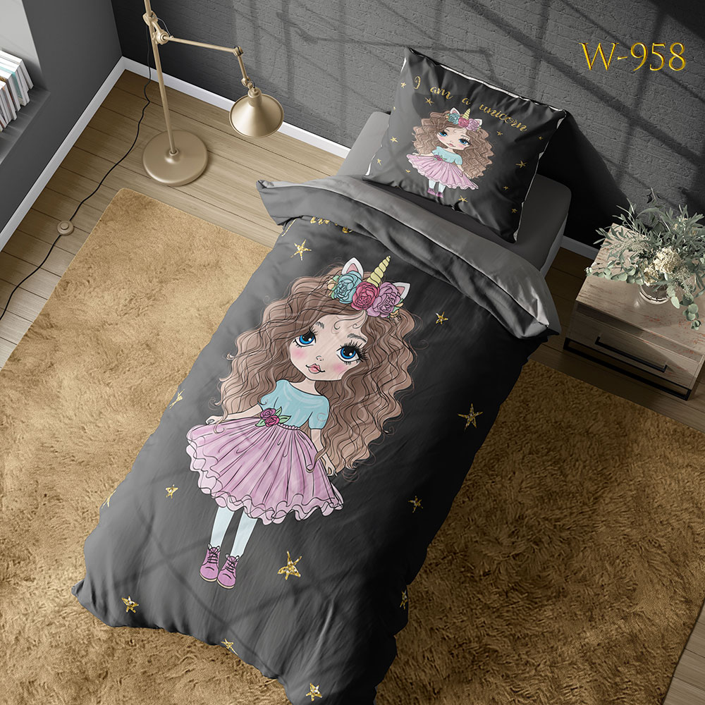 روتختی دخترانه طرح دختر موفرفری W-958